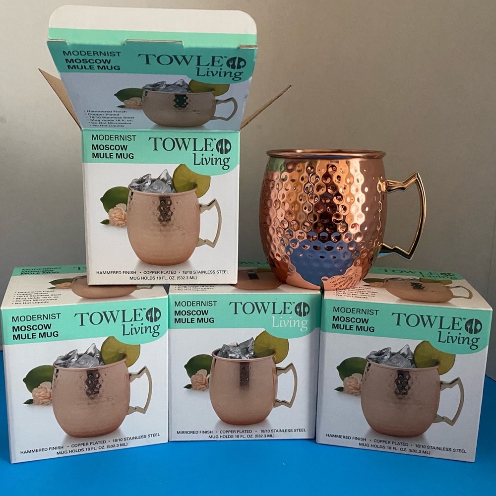 Set 4 Hammered Copper NIB Moscow Mule Mugs 18ozs
